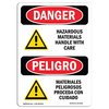 Signmission Safety Sign, OSHA, 10" Height, Aluminum, Hazardous Materials Handle With Care, Spanish OS-DS-A-710-VS-2025
